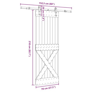 vidaXL Συρόμενη Πόρτα NARVIK 70 x 210 εκ (152,5 εκ) Φυσικό και Μαύρο