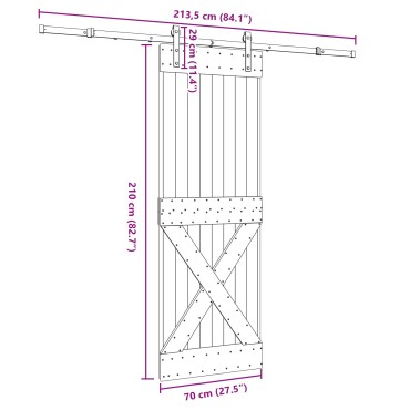 vidaXL Συρόμενη Πόρτα NARVIK 70 x 210 εκ (213,5 εκ) Φυσικό και Μαύρο