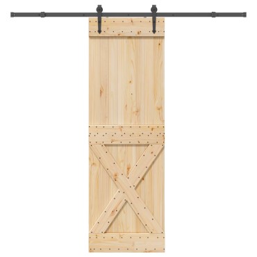 vidaXL Συρόμενη Πόρτα NARVIK Φυσικό και Μαύρο 70 x 210 εκ (213,5 εκ)