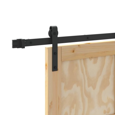 vidaXL Συρόμενη Πόρτα 86 x 198,5 cm Μασίφ Ξύλο Πεύκου Φυσικό και Μαύρο