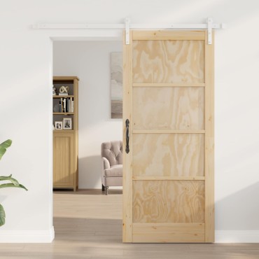 vidaXL Συρόμενη Πόρτα 86 x 198,5 cm Μασίφ Ξύλο Πεύκου Φυσικό και Λευκό