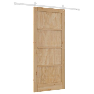 vidaXL Συρόμενη Πόρτα 86 x 198,5 cm Μασίφ Ξύλο Πεύκου Φυσικό και Λευκό