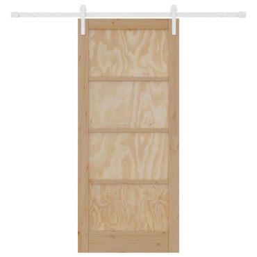 vidaXL Συρόμενη Πόρτα 86 x 198,5 cm Μασίφ Ξύλο Πεύκου Φυσικό και Λευκό