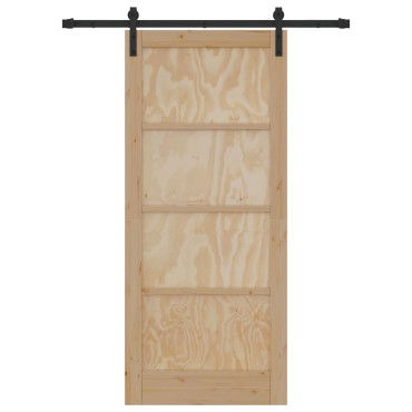 vidaXL Συρόμενη Πόρτα Φυσικό 86 x 198,5 cm Μασίφ Ξύλο Πεύκου
