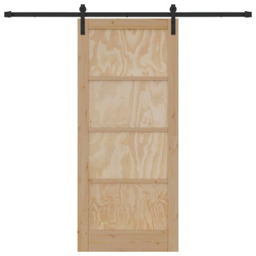 vidaXL Συρόμενη Πόρτα Φυσικό 86 x 198,5 cm Μασίφ Ξύλο Πεύκου