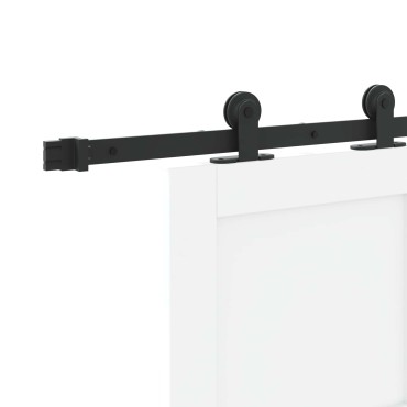 vidaXL Συρόμενη Πόρτα Λευκό και Μαύρο 83 x 202 εκ. Μασίφ Ξύλο Πεύκου