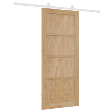 vidaXL Συρόμενη Πόρτα Φυσικό και Λευκό 86 x 198,5 cm Μασίφ Ξύλο Πεύκου