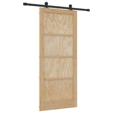 vidaXL Συρόμενη Πόρτα ORKDAL Φυσικό 86 x 198,5 cm Μασίφ Ξύλο Πεύκου