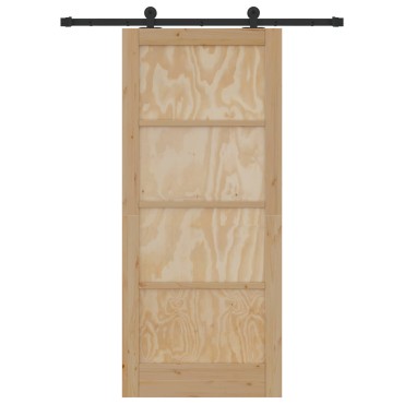 vidaXL Συρόμενη Πόρτα ORKDAL 86 x 198,5 cm Μασίφ Ξύλο Πεύκου Φυσικό