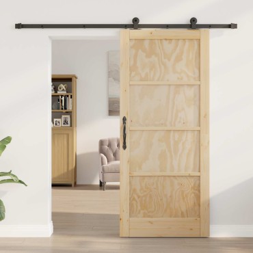 vidaXL Συρόμενη Πόρτα ORKDAL 86 x 198,5 cm Μασίφ Ξύλο Πεύκου Φυσικό
