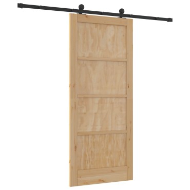 vidaXL Συρόμενη Πόρτα ORKDAL 86 x 198,5 cm Μασίφ Ξύλο Πεύκου Φυσικό