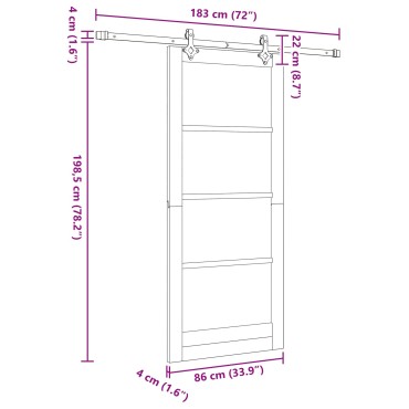 vidaXL Συρόμενη Πόρτα Φυσικό και Λευκό 86 x 198,5 cm Μασίφ Ξύλο Πεύκου