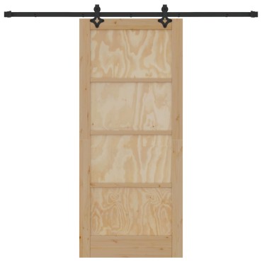 vidaXL Συρόμενη Πόρτα ORKDAL 86 x 198,5 cm Μασίφ Ξύλο Πεύκου Φυσικό