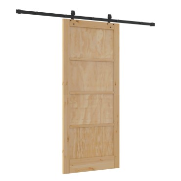 vidaXL Συρόμενη Πόρτα ORKDAL 86 x 198,5 cm Μασίφ Ξύλο Πεύκου Φυσικό