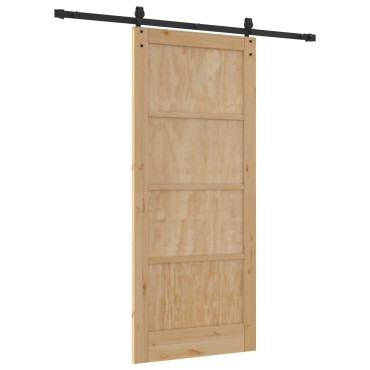 vidaXL Συρόμενη Πόρτα ORKDAL 86 x 198,5 cm Μασίφ Ξύλο Πεύκου