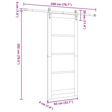 vidaXL Συρόμενη Πόρτα ORKDAL Λευκό και Μαύρο 83 x 202 εκ.
