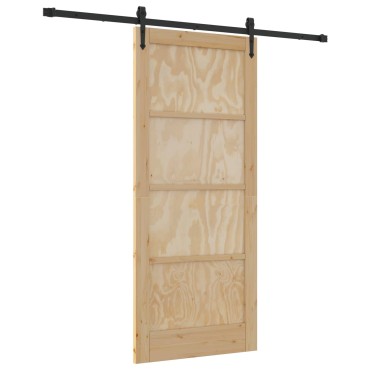 vidaXL Συρόμενη Πόρτα ORKDAL Φυσικό και Μαύρο 86 x 198,5 cm