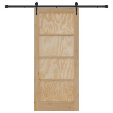 vidaXL Συρόμενη Πόρτα ORKDAL Φυσικό και Μαύρο 86 x 198,5 cm