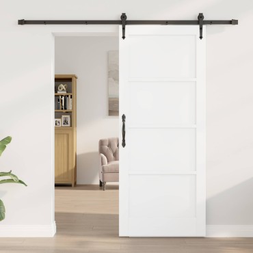 vidaXL Συρόμενη Πόρτα ORKDAL Λευκό 83 x 202 εκ. Μασίφ Ξύλο Πεύκου