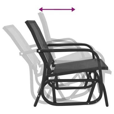 vidaXL Καρέκλα Κουνιστή Μαύρη 61 x 76 x 87 εκ. από Textilene & Ατσάλι