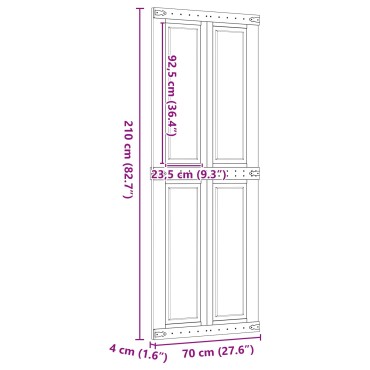 vidaXL Πόρτα αχυρώνα CORONA 70 x 210 cm Μασίφ Ξύλο Πεύκου Μέλι Καφέ