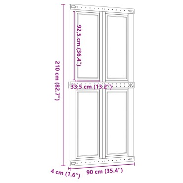 vidaXL Πόρτα αχυρώνα Corona Μέλι Καφέ 90 x 210 cm Μασίφ Ξύλο Πεύκου