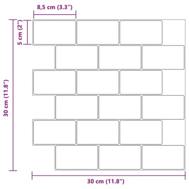 vidaXL Πλακάκι Subway 10 τεμ. Λευκό 30 x 30 cm Πολυουρεθάνη και PET