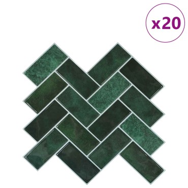 vidaXL Πλακάκι ψαροκόκαλο 20 τεμ. Σκούρο Πράσινο 30 x 30 cm