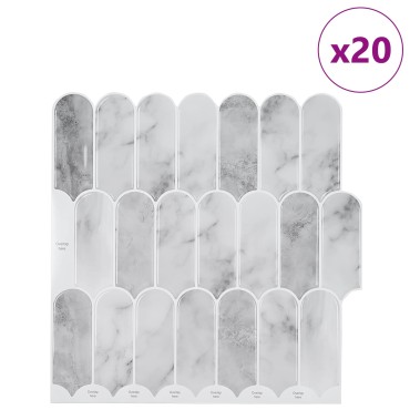 vidaXL Πλακάκι Φτερού 20 τεμ. Γκρι Μάρμαρο 30 x 30 cm