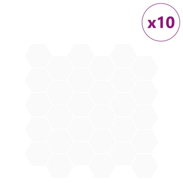 vidaXL Εξάγωνο Πλακάκι 10 τεμ. Λευκό 30 x 30 cm Πολυουρεθάνη και PET