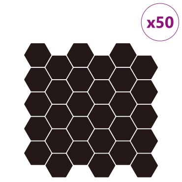 vidaXL Εξάγωνο Πλακάκι 50 τεμ. Μαύρο 30 x 30 cm Πολυουρεθάνη και PET