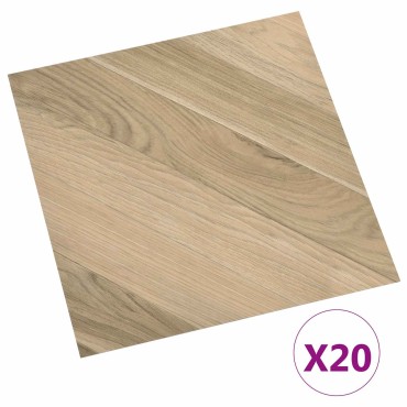 vidaXL Αυτοκόλλητα Πλάκες Δαπέδου Καφέ Ριγέ 30,5 x 30,5 εκ 20 τμχ. PVC