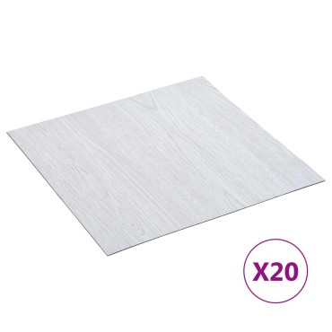 vidaXL Αυτοκόλλητα Πλάκες Δαπέδου Λευκό 30,5 x 30,5 εκ 20 τμχ. PVC