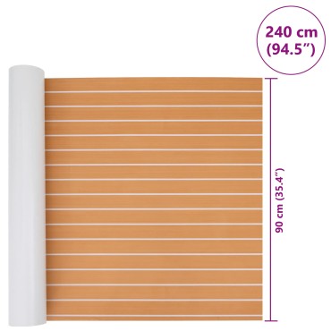 vidaXL Ματ Σκάφους Ριγέ Καφέ και Λευκό 240 x 90 εκ EVA
