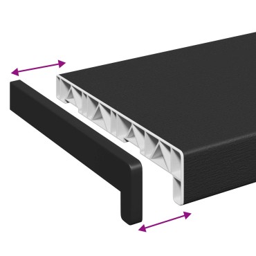 vidaXL Σαβανωτό Παραθύρου Μαύρο με ξύλινη υφή 60 x 20 x 4,5 εκ PVC