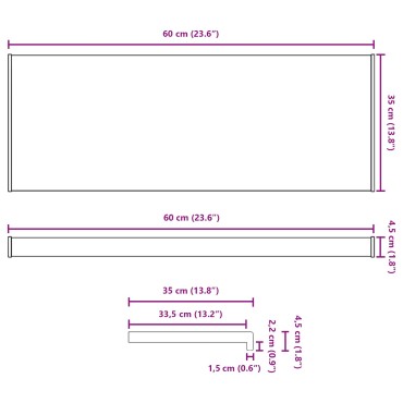 vidaXL Σαβανωτό Παραθύρου Μαύρο με ξύλινη υφή 60 x 35 x 4,5 εκ PVC