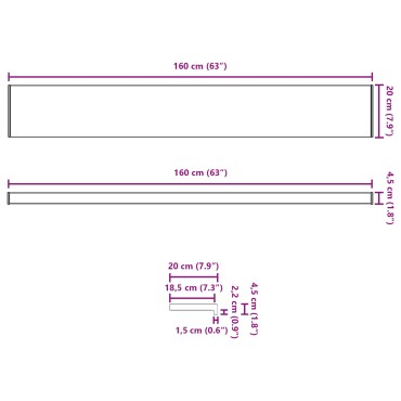 vidaXL Σαβανωτό Παραθύρου Καφέ ξύλο 160 x 20 x 4,5 εκ PVC