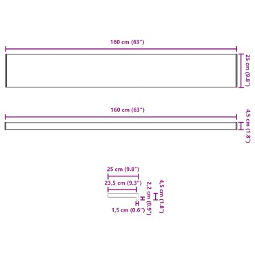 vidaXL Σαβανωτό Παραθύρου Καφέ ξύλο 160 x 25 x 4,5 εκ PVC