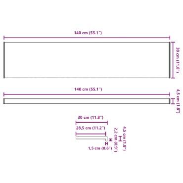 vidaXL Σαβανωτό Παραθύρου Καφέ ξύλο 140 x 30 x 4,5 εκ PVC
