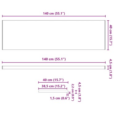 vidaXL Σαβανωτό Παραθύρου Καφέ ξύλο 140 x 40 x 4,5 εκ PVC