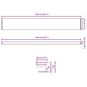 vidaXL Σαβανωτό Παραθύρου Υφή Μάρμαρου 120 x 20 x 4,5 εκ PVC