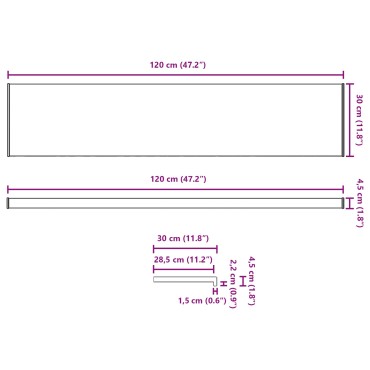 vidaXL Σαβανωτό Παραθύρου Υφή Μάρμαρου 120 x 30 x 4,5 εκ PVC