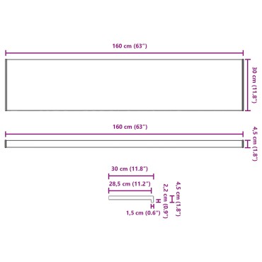vidaXL Σαβανωτό Παραθύρου Υφή Μάρμαρου 160 x 30 x 4,5 εκ PVC