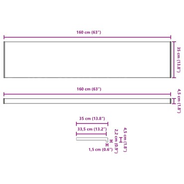 vidaXL Σαβανωτό Παραθύρου Υφή Μάρμαρου 160 x 35 x 4,5 εκ PVC