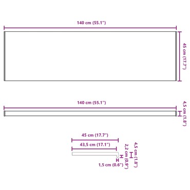 vidaXL Σαβανωτό Παραθύρου Υφή Μάρμαρου 140 x 45 x 4,5 εκ PVC
