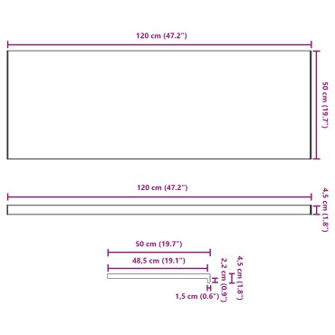 vidaXL Σαβανωτό Παραθύρου Υφή Μάρμαρου 120 x 50 x 4,5 εκ PVC