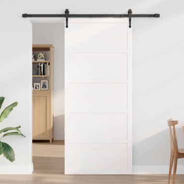 vidaXL Πόρτα αχυρώνα Λευκό 100 x 2,5 x 208 εκ. Μασίφ Ξύλο Πεύκου