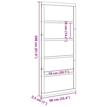 vidaXL Πόρτα αχυρώνα 80 x 2,5 x 208 εκ. Μασίφ Ξύλο Πεύκου Φυσικό