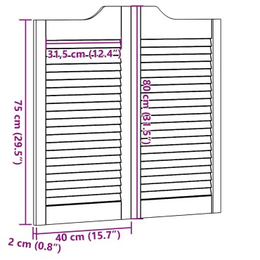 vidaXL Πόρτες Swing 2 τμχ. 80 x 40 cm Μασίφ Ξύλο Πεύκου Φυσικό