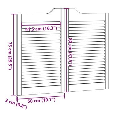 vidaXL Πόρτες Swing 2 τμχ. 80 x 50 cm Μασίφ Ξύλο Πεύκου Φυσικό
